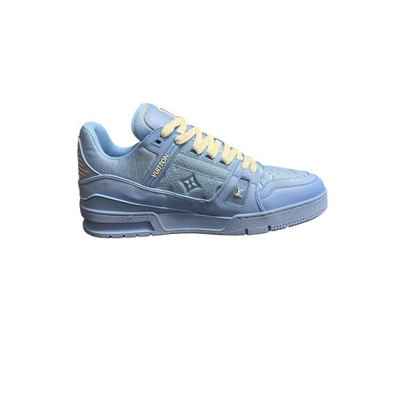 Louis Vuitton LV Trainer Sneakers Blue Embossed Monogram Size 9.5LV US 10.5-11.5 - Picture 6 of 13